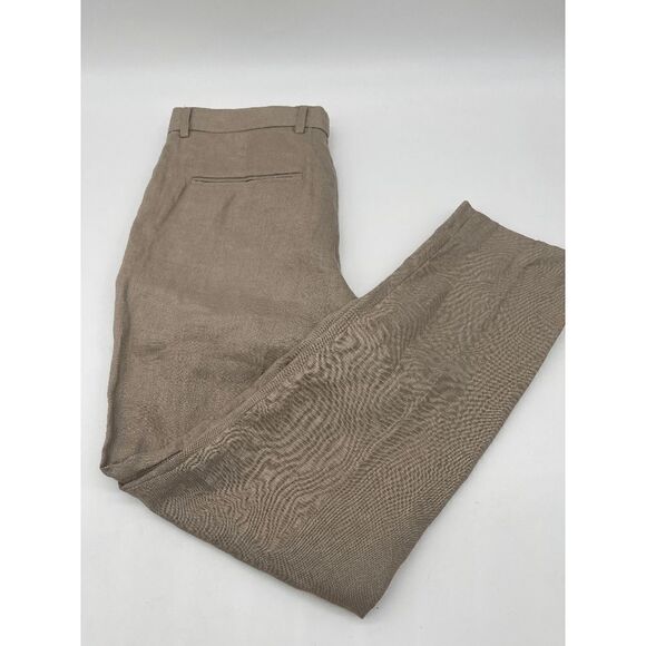 H&M Linen Pants for Women US 30R Belted Zip Up & Pockets Beige NWT - Picture 5 of 7